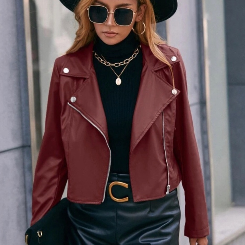 Vegan leather moto jacket small